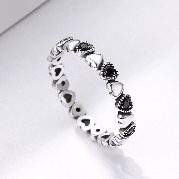 Inel din argint Black Hearts, 54 [4]