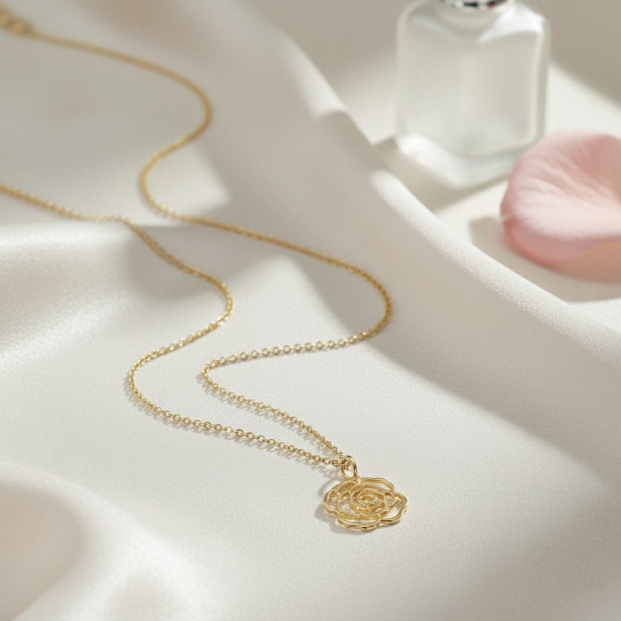 Lanț cu pandantiv Roses, din argint placat cu aur [3]