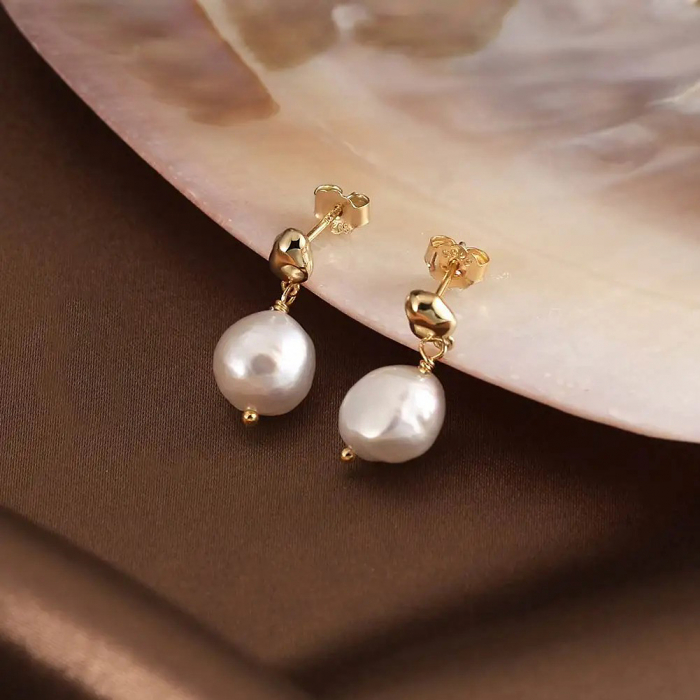 Set cercei și colier din argint cu perle naturale de cultură Baroque Pearl Drops [3]