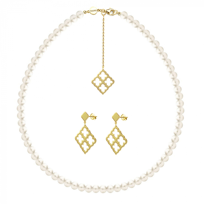Set colier cu perle naturale mari și cercei din argint Cairo [1]