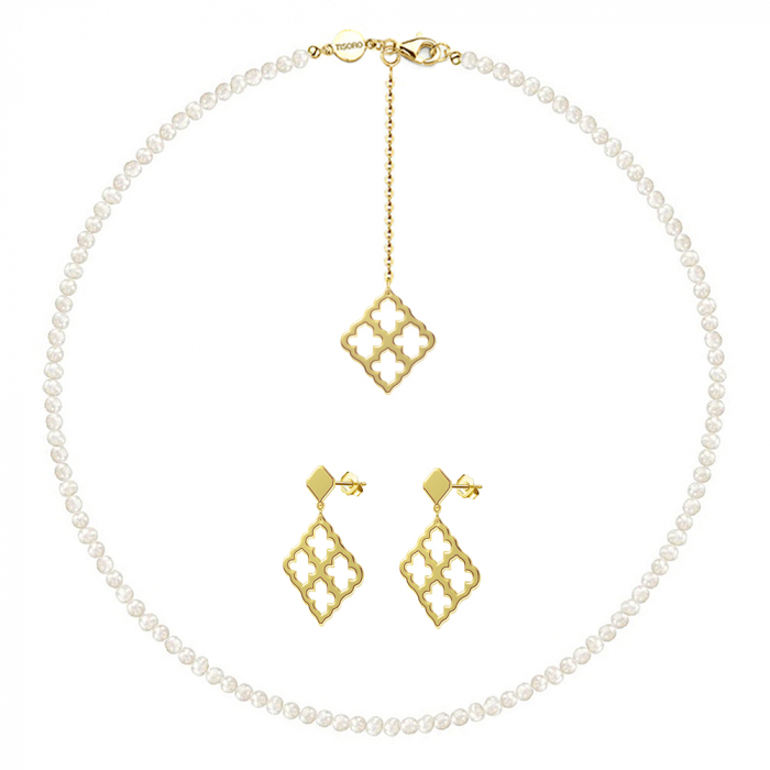 Set colier cu perle naturale mici și cercei din argint Cairo [1]