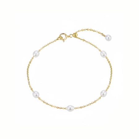 Brățări - Brățară din argint cu perle naturale Pearl Chain Gold