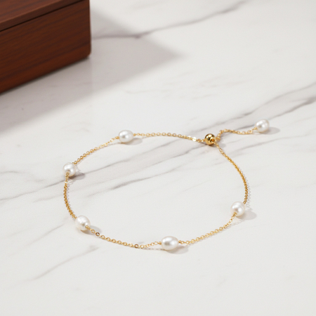 Brățară din argint cu perle naturale Pearl Chain Gold [1]