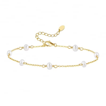 Brățări de picior - Brățară de picior din argint Pearl Chain Gold