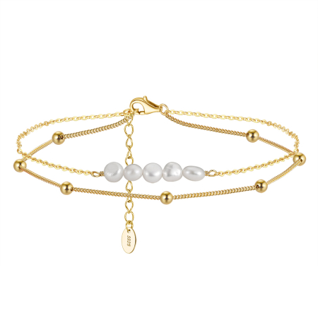 Brățări de picior - Brățară de picior din argint Beads Pearls
