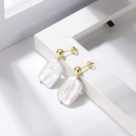 Cercei din argint cu perle de cultura Baroque Pearl [1]