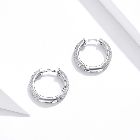 Cercei din argint Pave Lines Hoop [3]