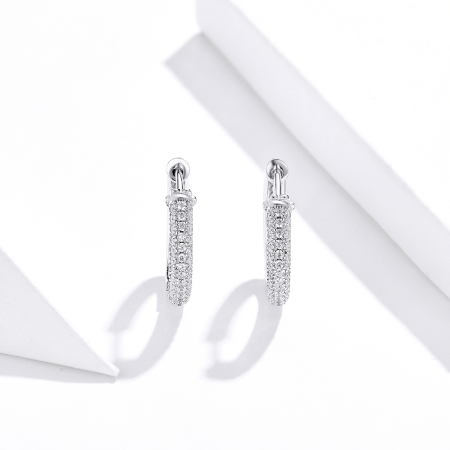 Cercei din argint Pave Lines Hoop [2]