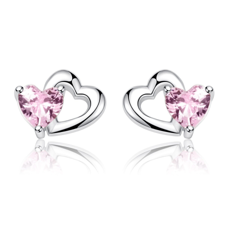 Inactive - Cercei din argint Pink Heart