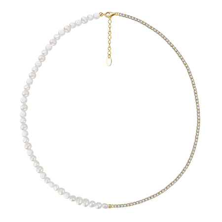 Coliere - Colier din argint cu perle naturale Tennis Pearl