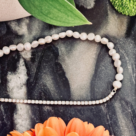 Colier din argint cu perle naturale Tennis Pearl [3]
