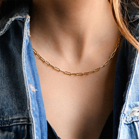 Colier din argint Paperclip Gold [2]