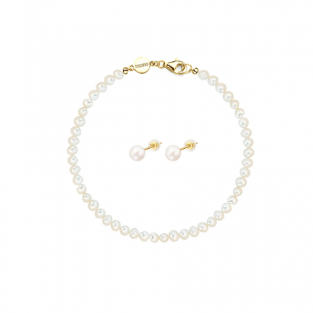 Seturi Bijuterii - Set cercei și brățară cu perle naturale de cultură mici Basic Pearl