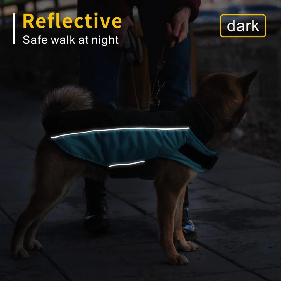 Jacheta Reflectorizanta Impermeabila pentru Caini – Negru/Albastru [6]