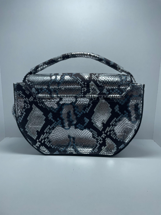 Geantă unicat snake silver-albastru handmade Atelier Edition vedere frontală – Azure Shadow Titi Valenti [10]