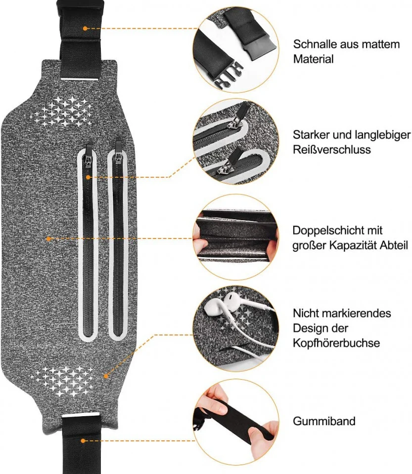 orseta sport gri/negru pentru alergare – vizibilitate [4]