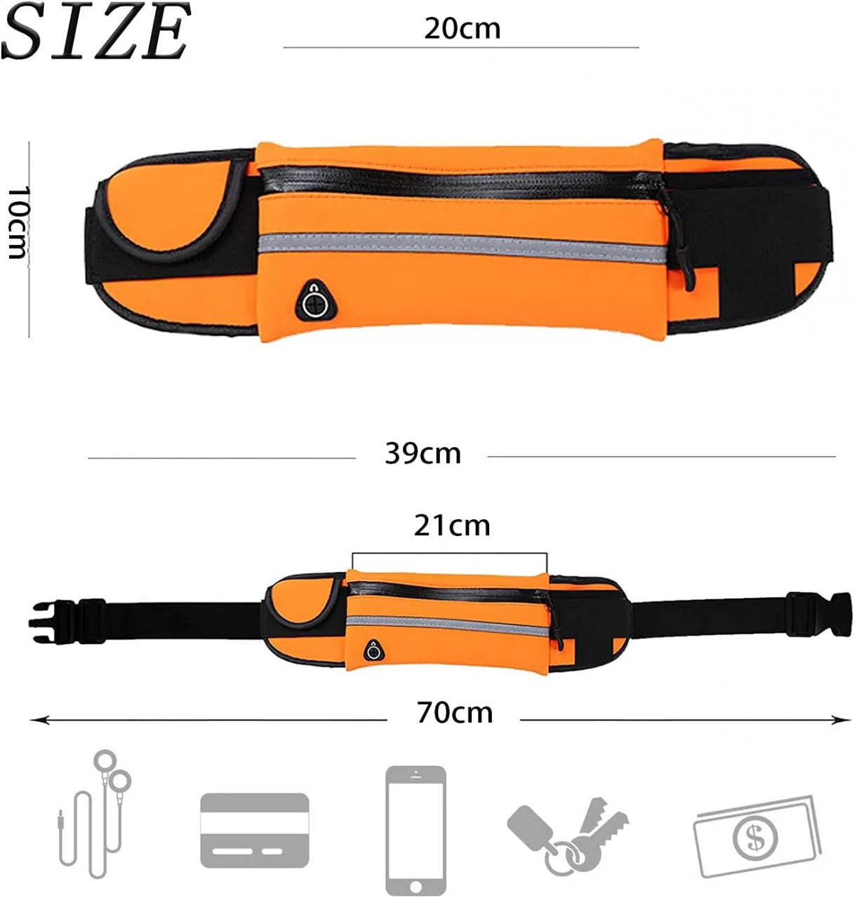 Centura drumetii cu suport telefon si casti – portocaliu/negru [3]