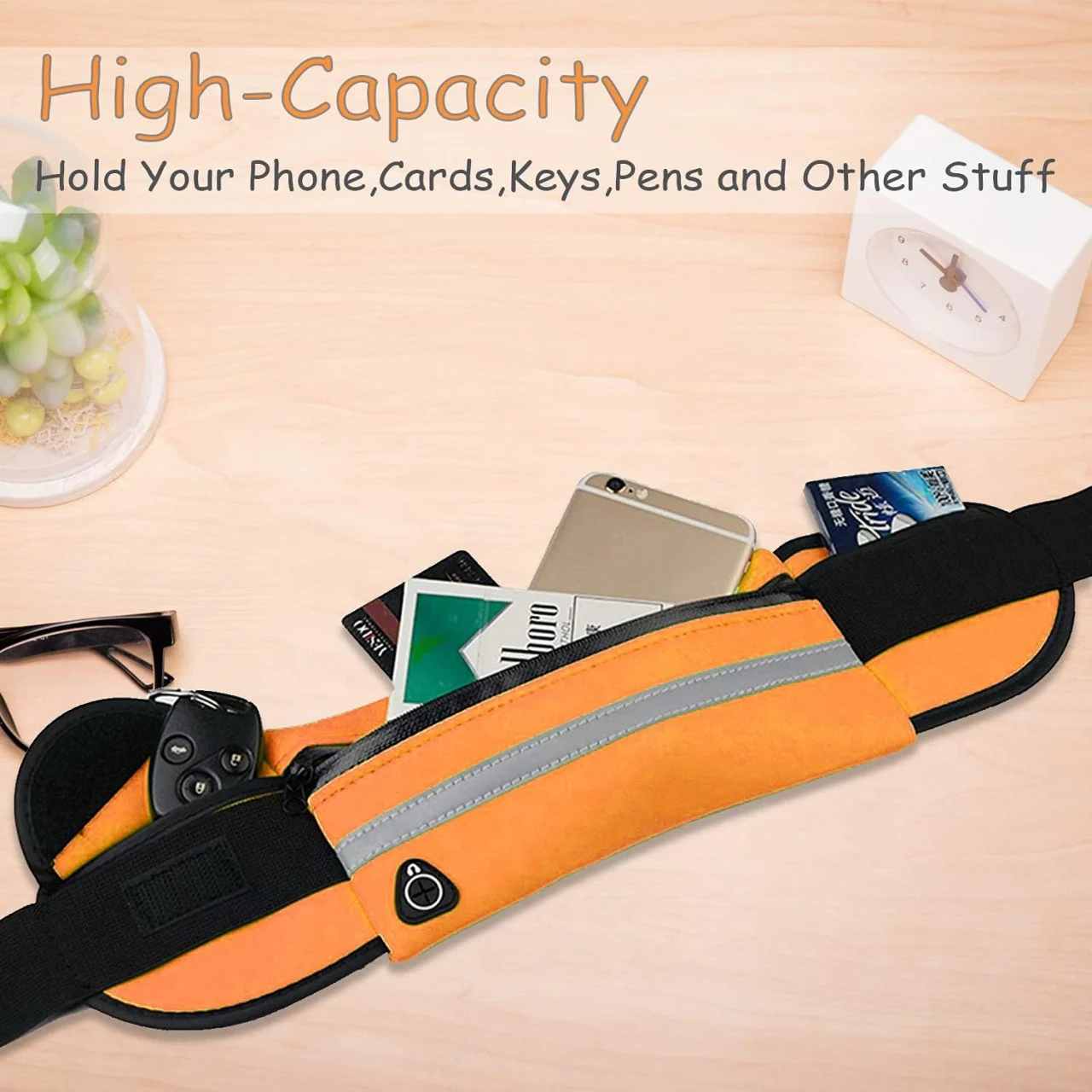 Centura drumetii cu suport telefon si casti – portocaliu/negru [6]