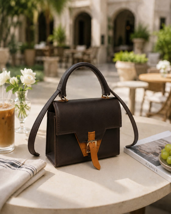 Dark Caramel — Geantă Handmade Piele Naturală Maro Ciocolatiu [2]