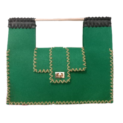 Geanta Dama de mana Bombonica Casual din Fetru Verde, handmade [2]