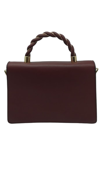 Geantă Burgundy cu Mâner Împletit și Lant Auriu [6]