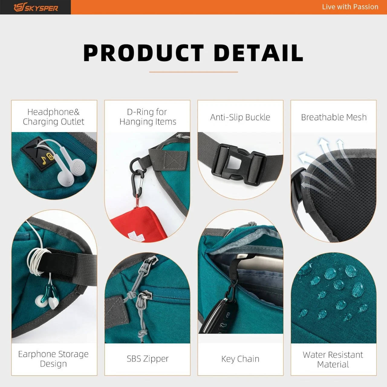 Geanta cu curea de talie verde Running [5]