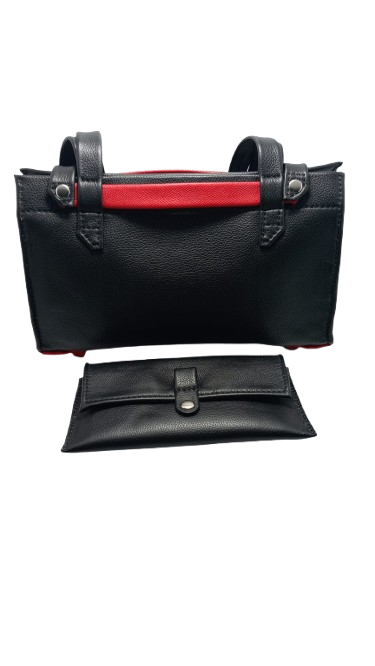 Geanta Dama Gloria Black, piele naturala si portfard [7]