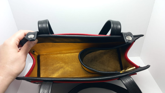 Geanta Dama Gloria Black, piele naturala si portfard [4]