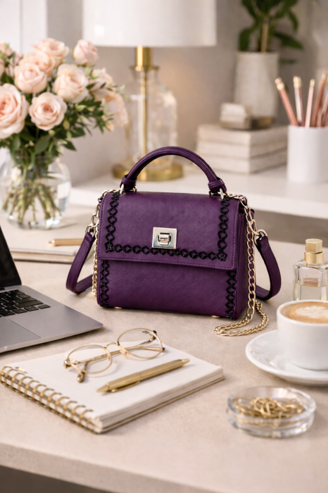 Geanta de mana Piele Olga Purple [3]