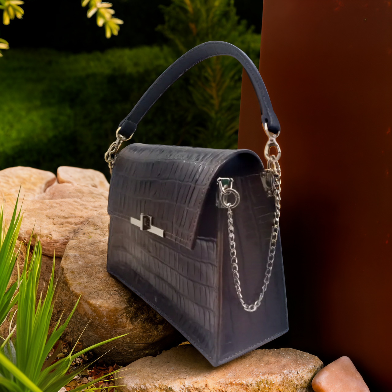 Geanta de piele Croco Melek, coniac [4]