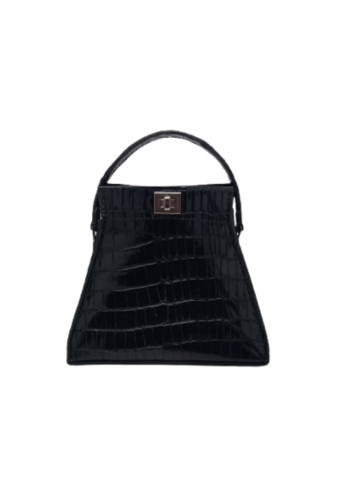 Geanta de Piele Trapez Noir Croco, negru,eleganta [1]