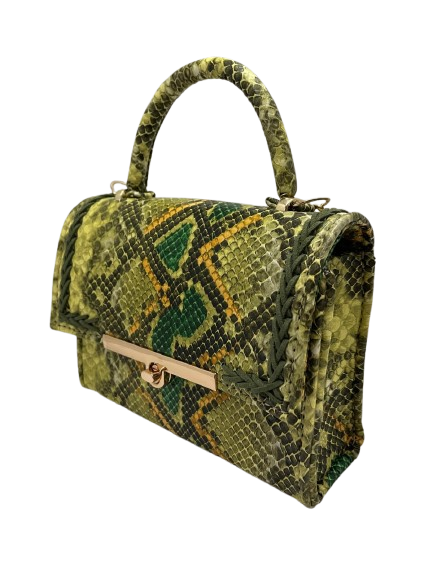 Geanta Piele Ecologica Elif Serpentine Verde [5]