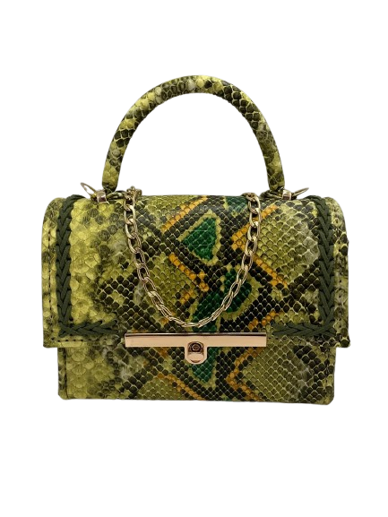 Geanta Piele Ecologica Elif Serpentine Verde [4]