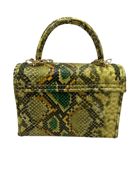 Geanta Piele Ecologica Elif Serpentine Verde [6]