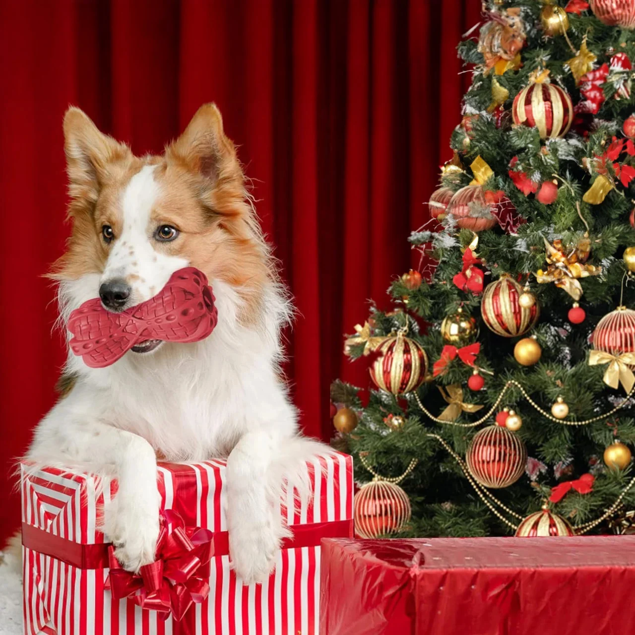 Jucarie de Mestecat Rezistenta pentru Caini – Cauciuc Rosu [2]