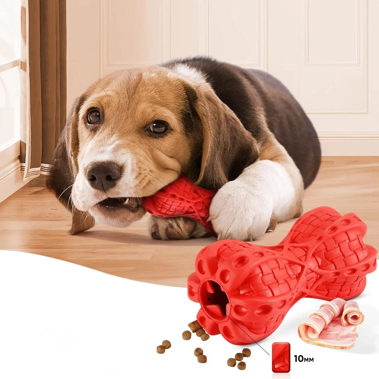 Jucarie de Mestecat Rezistenta pentru Caini – Cauciuc Rosu [5]