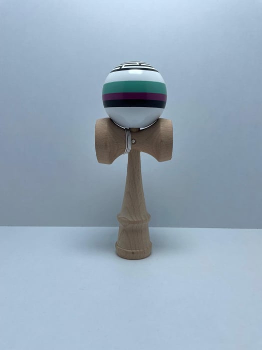 Kendama X Originala Profesionala Flippy 18 cm, Rubber cu Dungi [4]