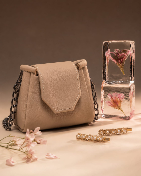 Mini Geantă Handmade Piele Naturală Sandy Pearl [2]