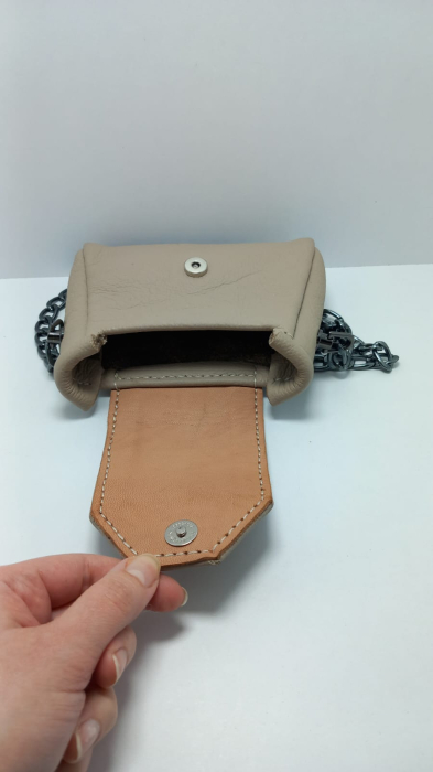 Mini Geantă Handmade Piele Naturală Sandy Pearl [9]