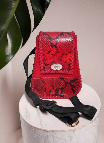 Mini Rucsac din Piele Tip Borseta Sara Rosu [8]
