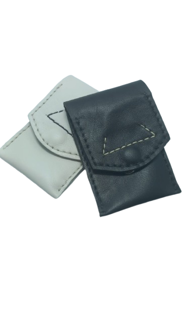 Portcard cu 3 locuri, handmade, piele naturala alb-negru [7]
