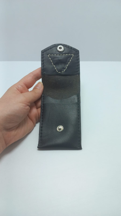 Portcard cu 3 locuri, handmade, piele naturala alb-negru [5]