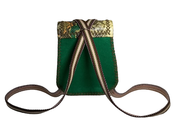 Rucsac handmade din piele ecologica snake verde, casual [5]