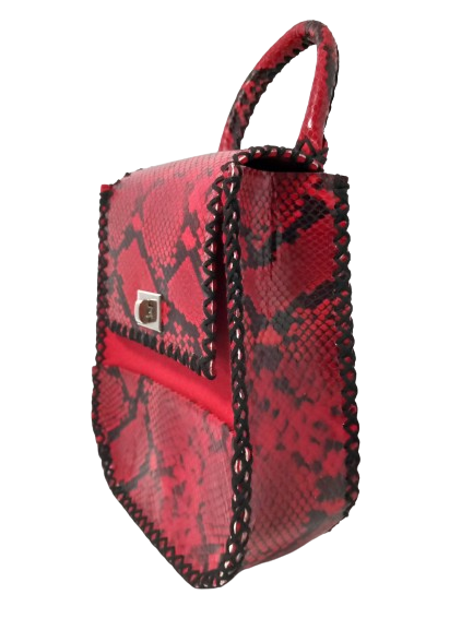 Rucsac Mini Piele si Fetru Snake rosu [3]