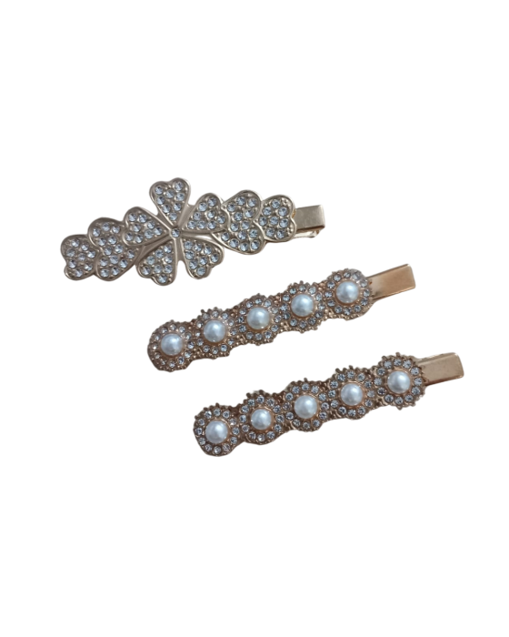 Set 3 Clame de Par, Model Stea si Trifoi, Culoare Gold [3]