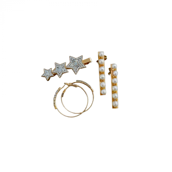Set Clame cu Stele si Cercei Gold [1]