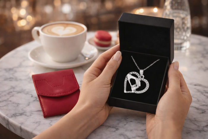 Set Love Gift Portcard Rosu Handmade Si Colier [2]