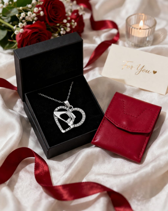 Set Love Gift Portcard Rosu Handmade Si Colier [3]