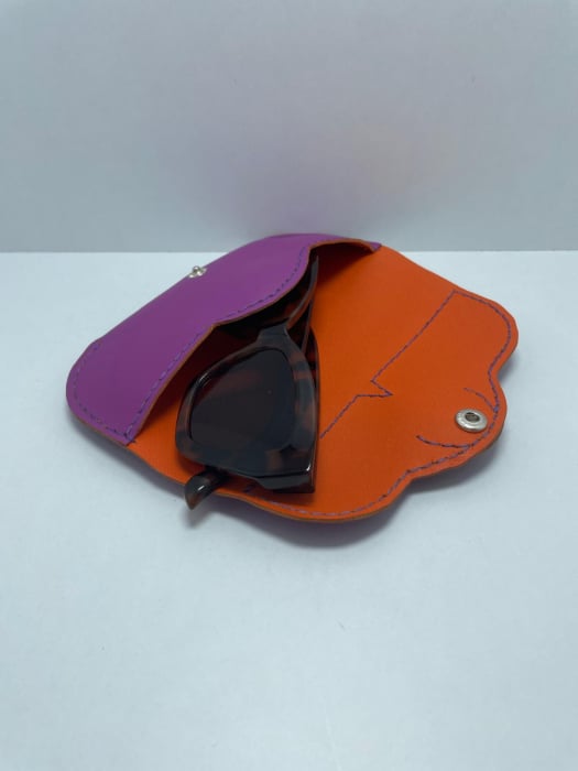 Toc Ochelari Handmade din Piele Naturala Mov-Orange [5]