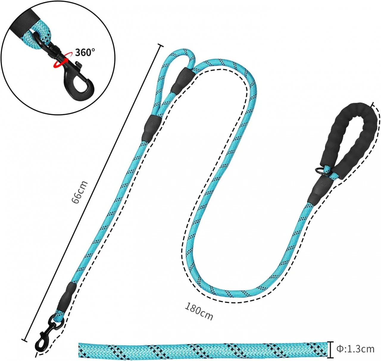 Lesa Rezistenta pentru Caini, 180 cm, Nailon si Metal [2]